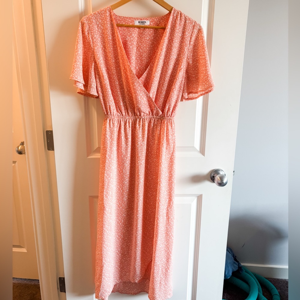 Steve Madden/BB Dakota Coral Floral Wrap Dress